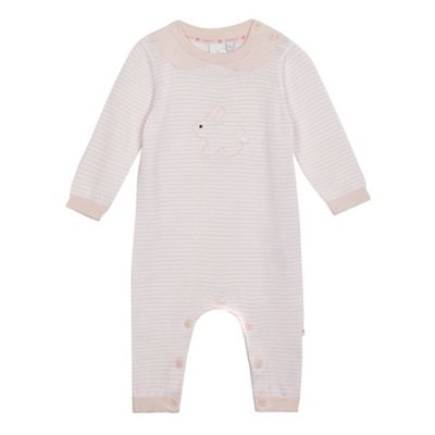 Baby girls' pink bunny knit romper suit
